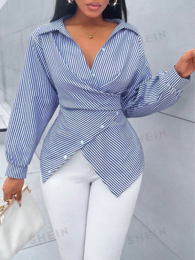 Strickbluse mit Streifen, lange Ärmel – Bild 4 | LuxeStyle