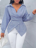 Strickbluse mit Streifen, lange Ärmel – Bild 1 | LuxeStyle