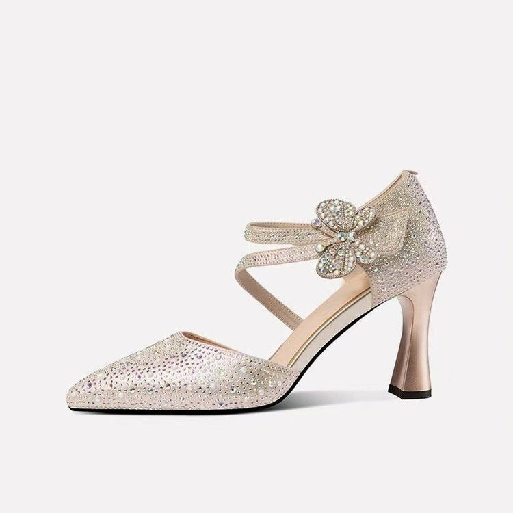 Elegante goldene High Heels aus weichem Leder