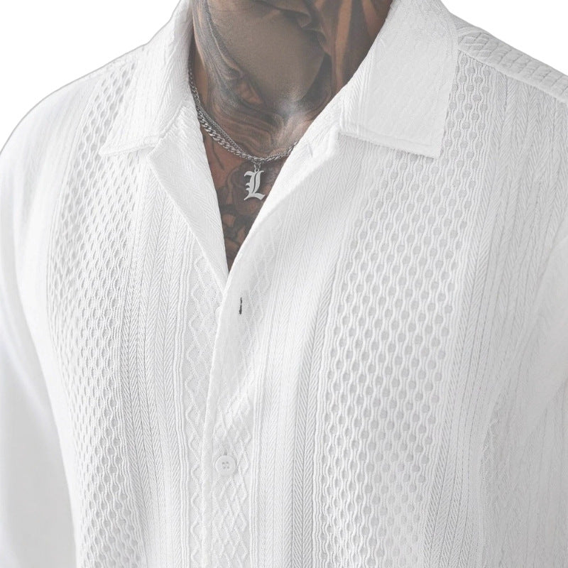 Herren Strickhemd mit Revers und Lochmuster – Bild 9 | LuxeStyle
