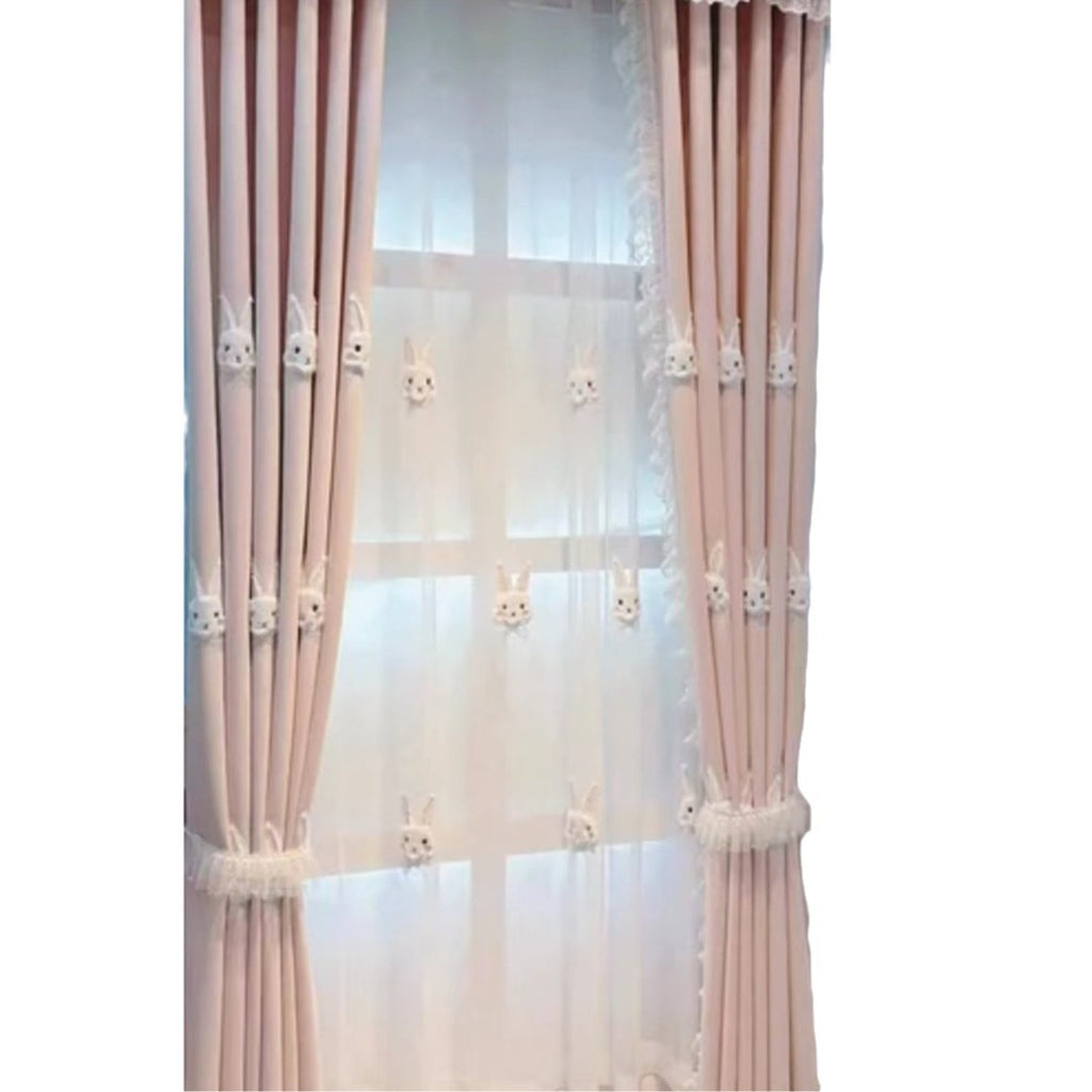 Kinderzimmer Vorhang rosa Häschen