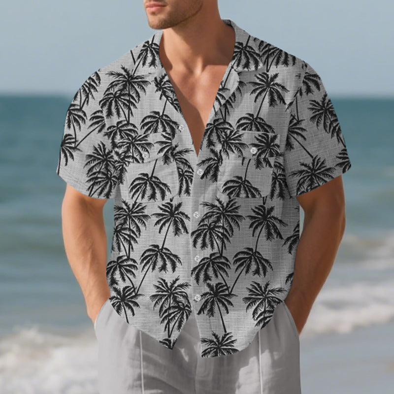 Strand-Kurzarmhemd für Herren mit Blumenmuster – Bild 4 | LuxeStyle