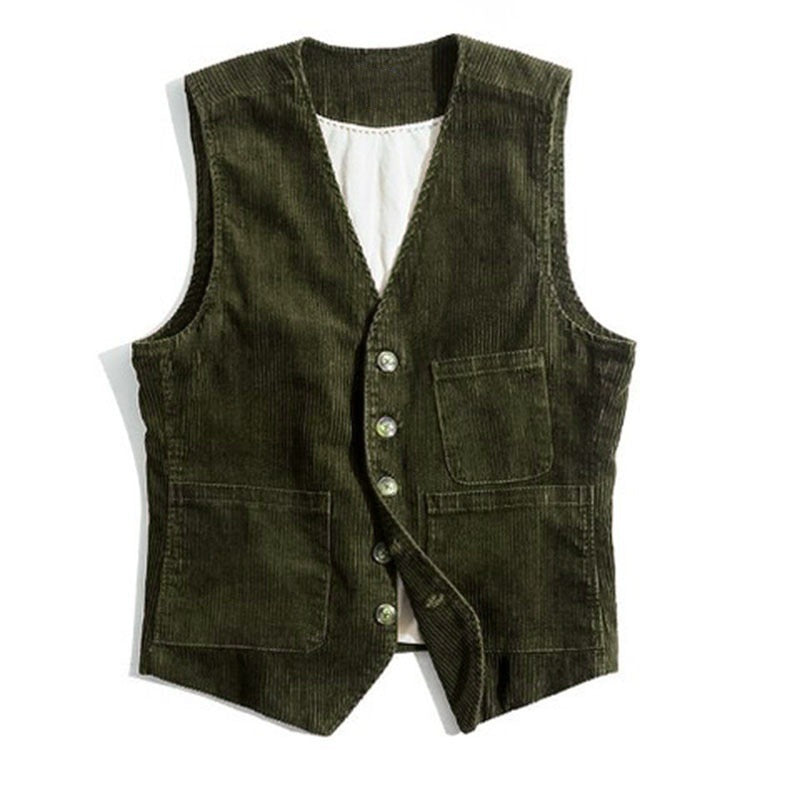Corduroy-Weste für Herren mit Patchwork