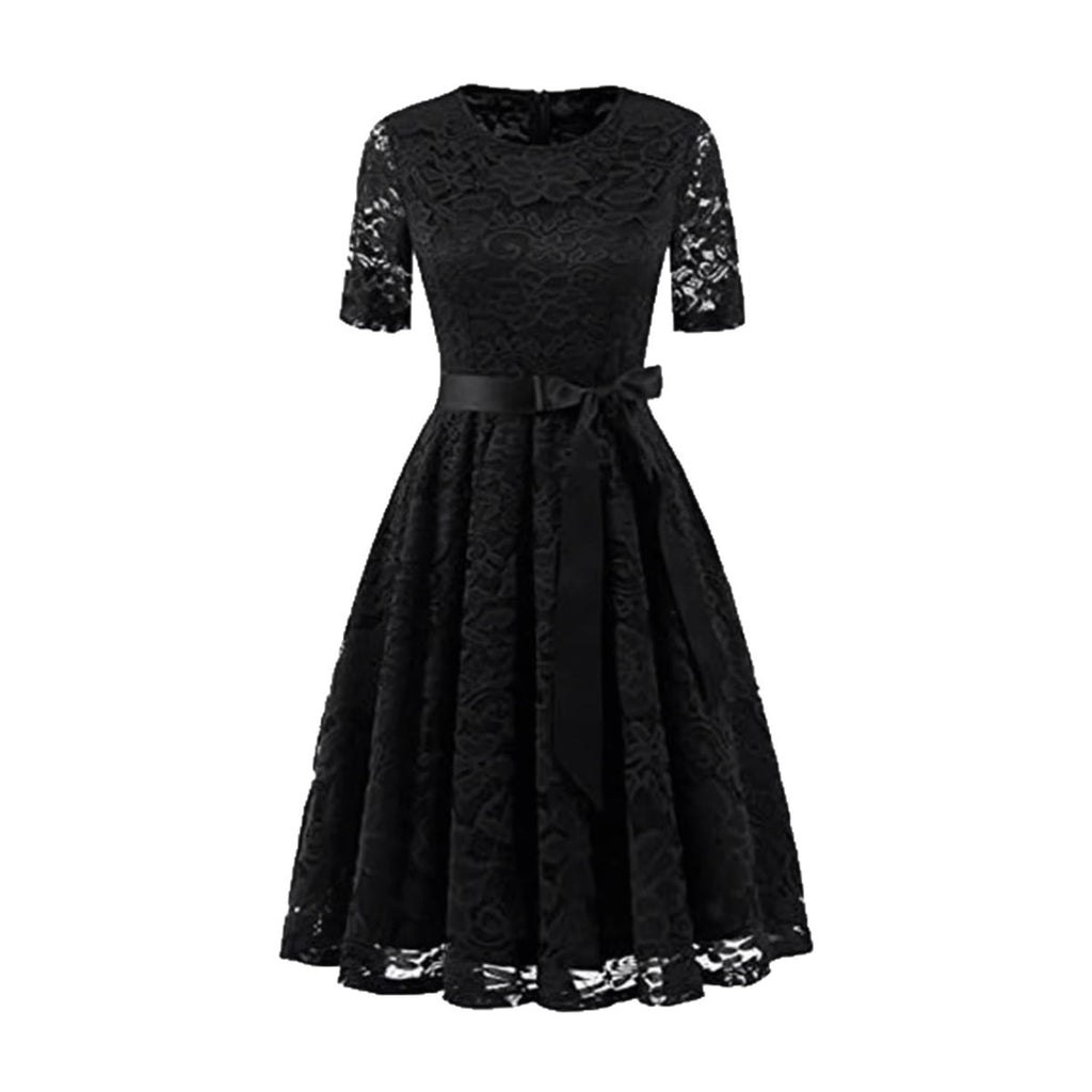Elegantes Spitzenkleid mit Schleifendetail – Bild 4 | LuxeStyle