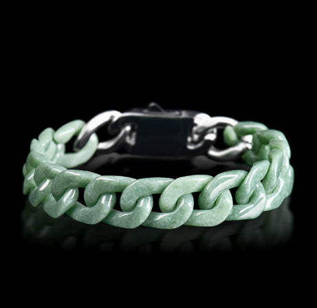 Jadeit-Titan-Armband im Cuban-Stil