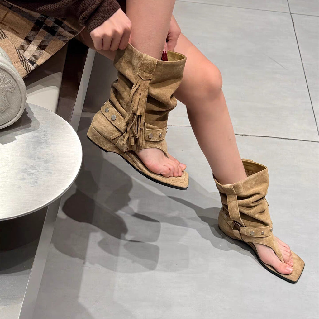 Retro Roman Sandalen mit Quasten
