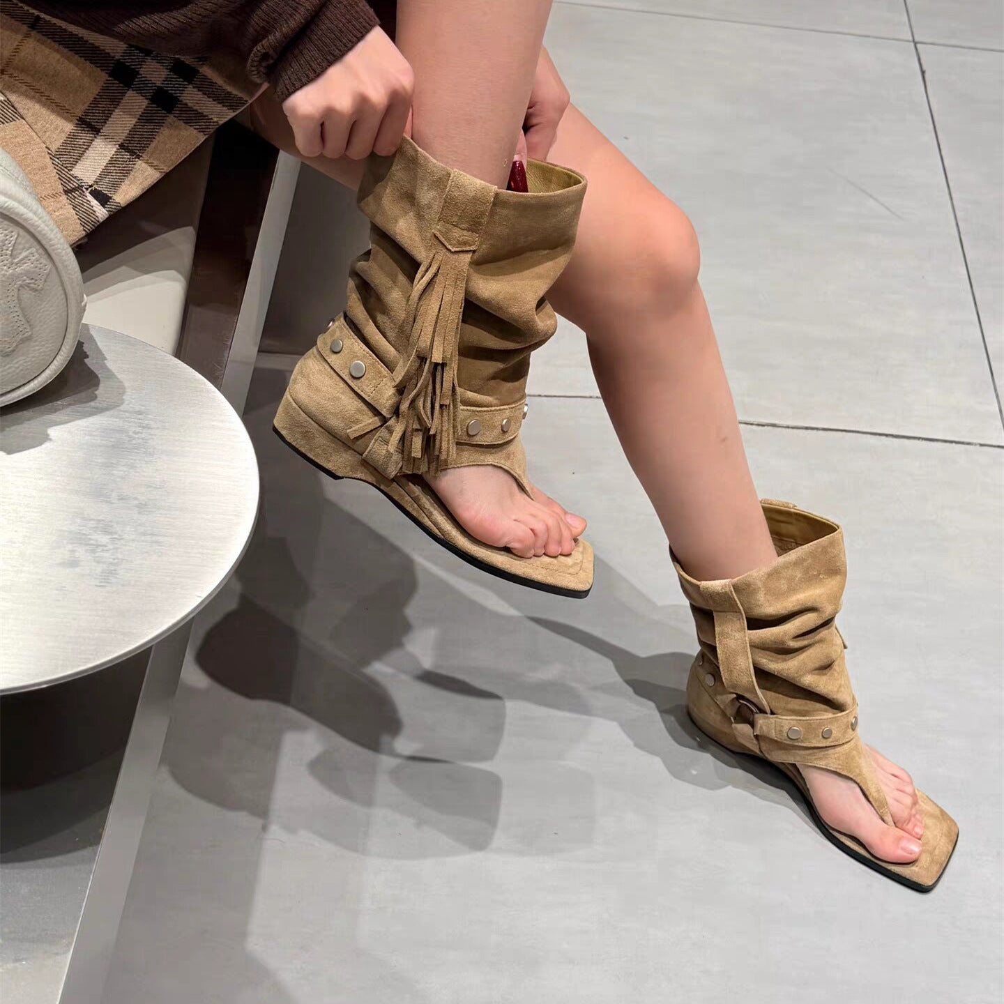 Retro Roman Sandalen mit Quasten