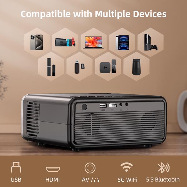 1080P 4K 12000-Lumen-Beamer mit WiFi/Bluetooth