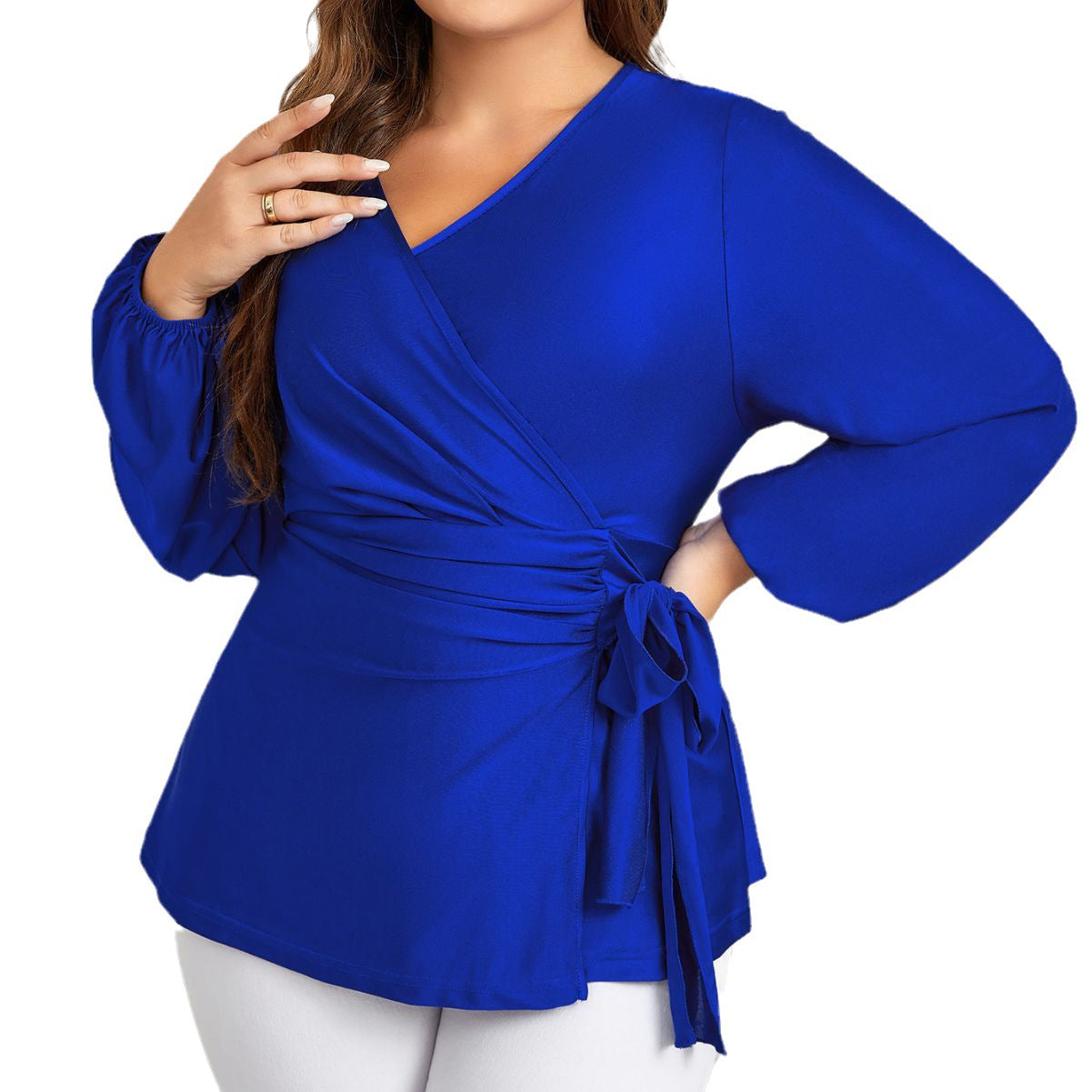 Elegantes V-Neck Langarmshirt mit Schnürung