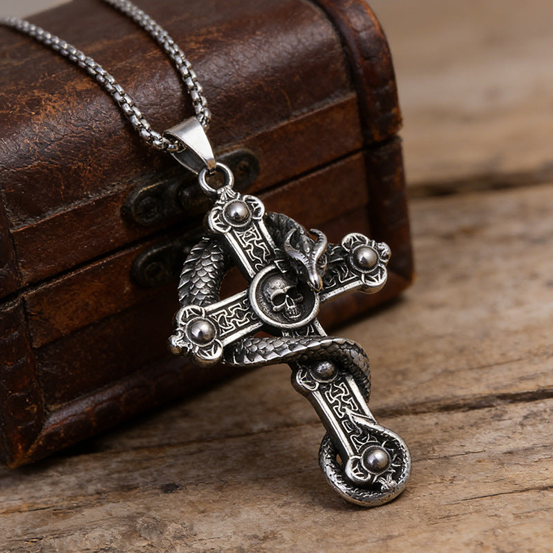 Retro-Anhänger Drachenkreuz aus Titanstahl