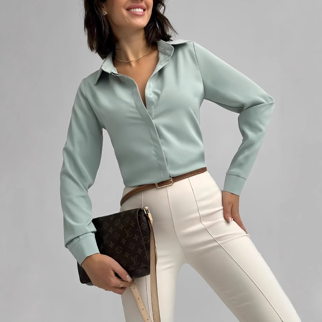 Eleganter Langarm-Shirt aus Polyester | LuxeStyle
