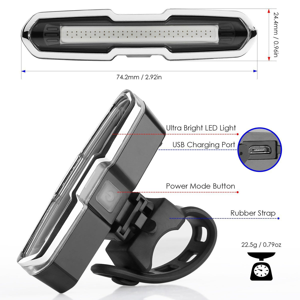 USB Rücklicht Rot-Blau für Mountainbikes – Bild 4 | LuxeStyle