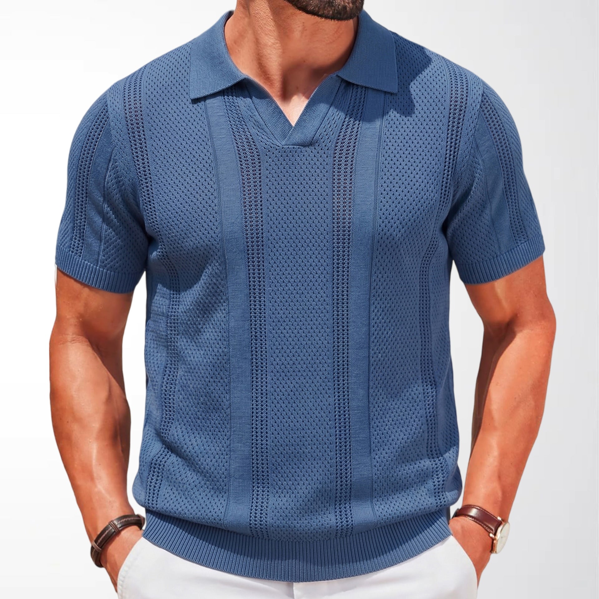 Herren Strick-Polo Lido Ajour