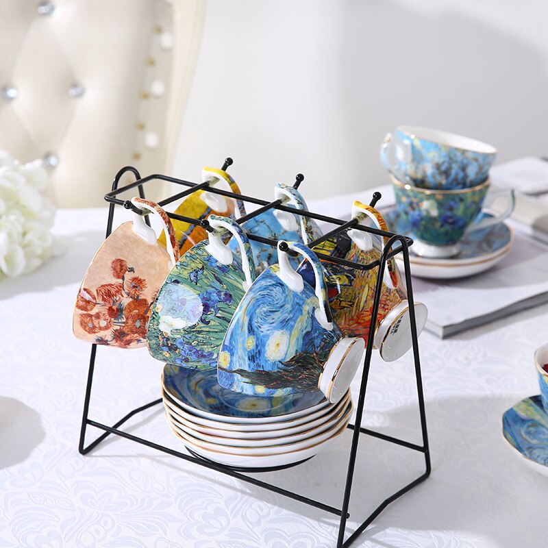 Edle Keramiktasse mit Unterteller und Löffel – Bild 5 | LuxeStyle