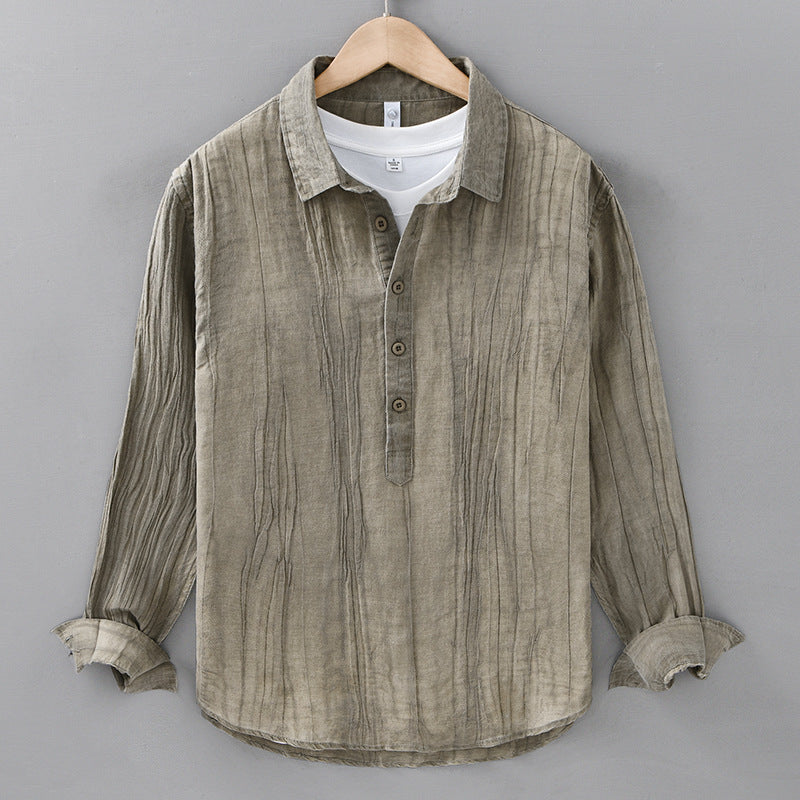 Zerknittertes Pullover Leinenhemd | LuxeStyle