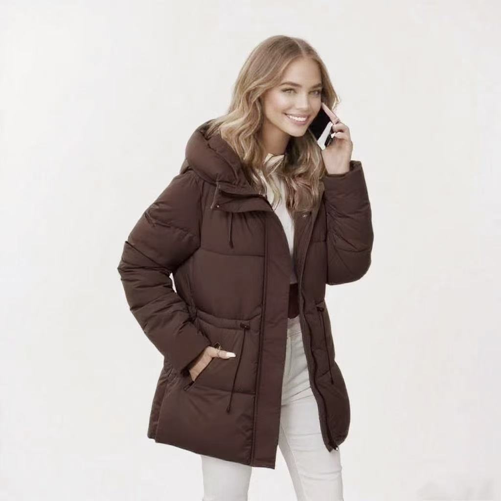 Mittellange Daunenjacke mit Baumwollfutter – Bild 8 | LuxeStyle