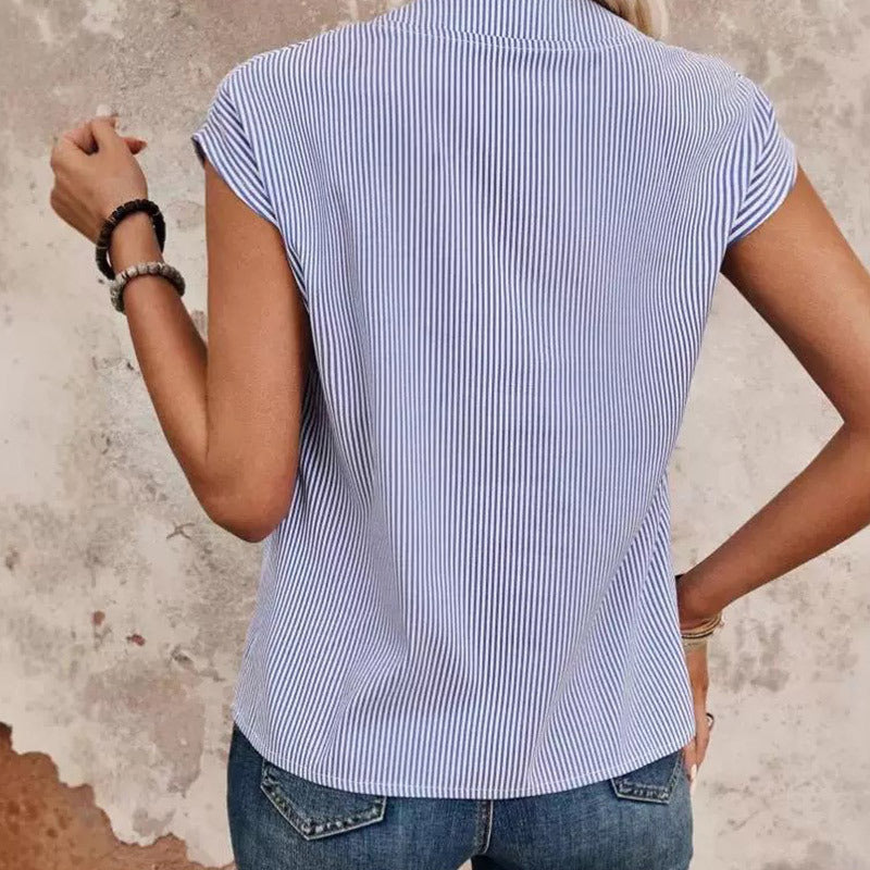 Ärmellose Bluse mit Streifenmuster – Bild 4 | LuxeStyle