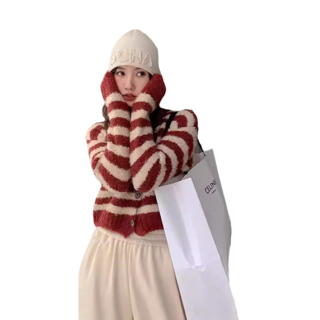 Kurzer Strick-Cardigan mit Knopfleiste