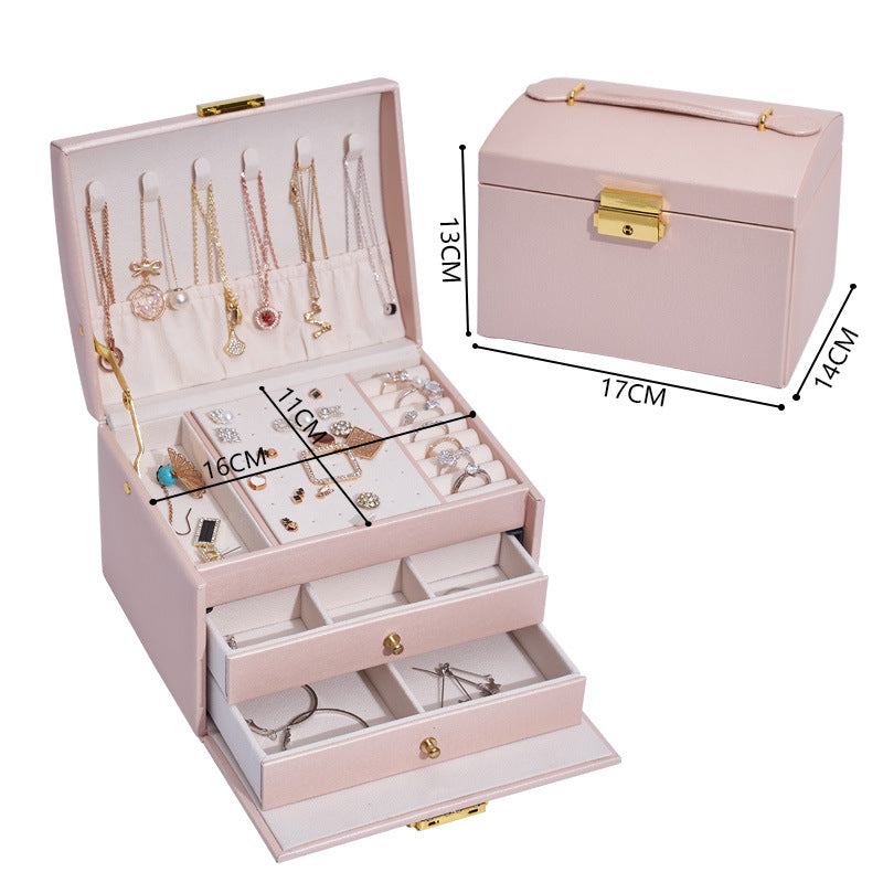 3-lagige Retro Schmuckbox mit Schloss – Bild 7 | LuxeStyle