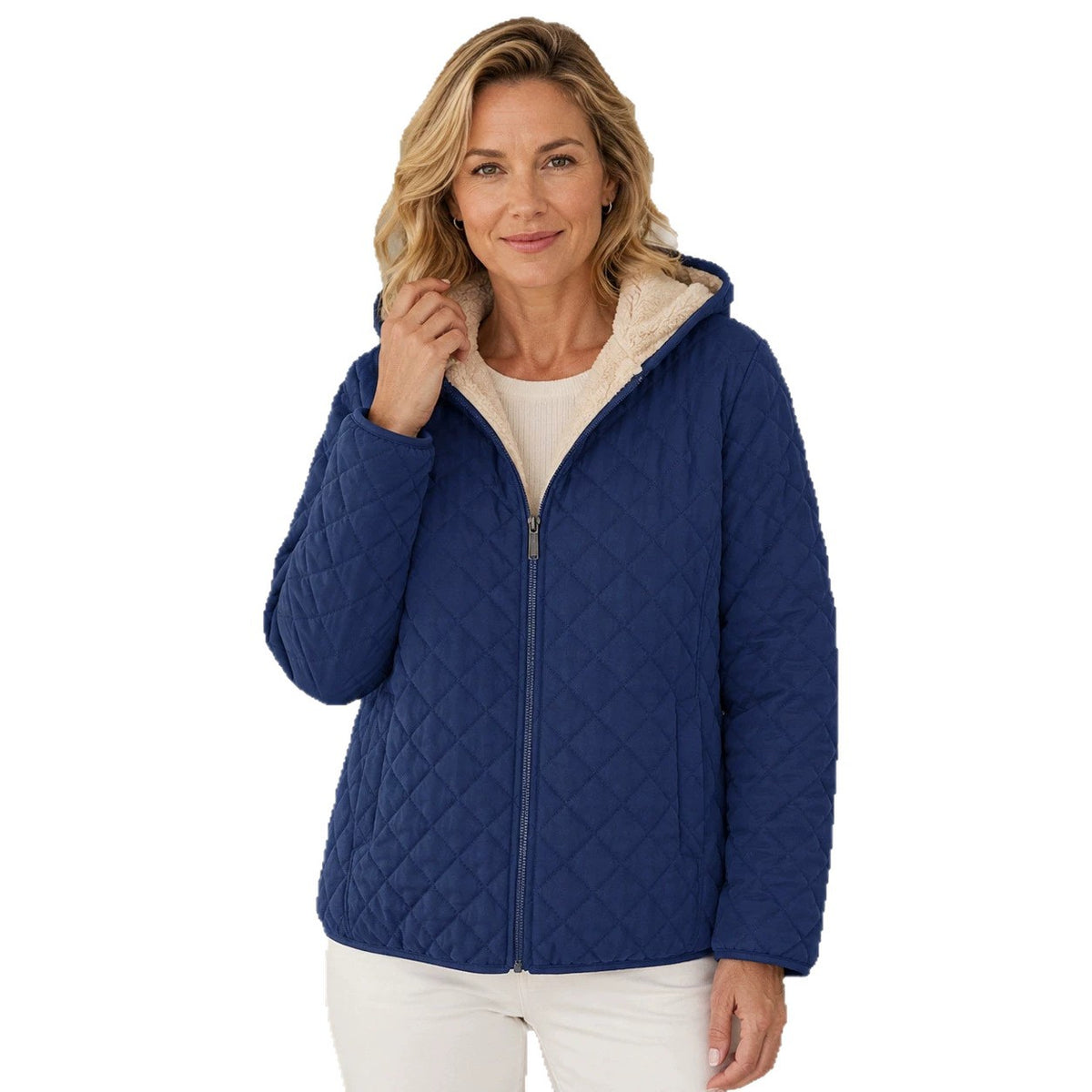 Kurzmantel mit Kapuze aus Polyester – Bild 4 | LuxeStyle