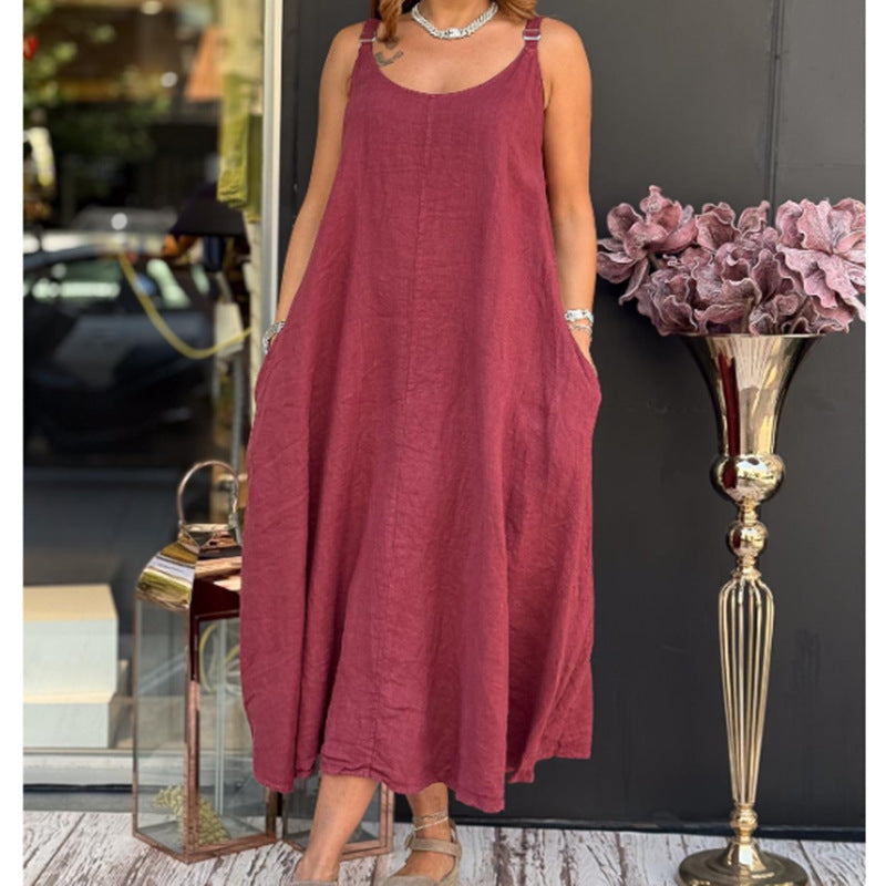 Elegantes Midi-Trägerkleid aus Leinenmix – Bild 5 | LuxeStyle