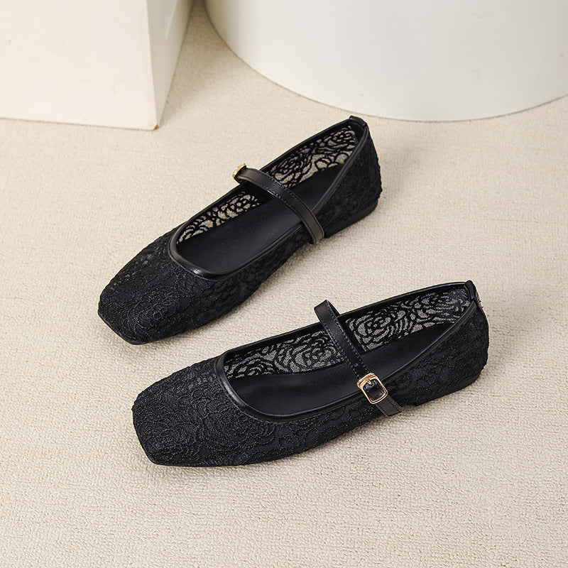 Bestickte Mesh Flats mit eckiger Zehenpartie – Bild 1 | LuxeStyle