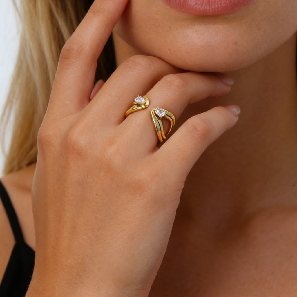Doppel-Diamant Open-Ring aus Edelstahl – Bild 5 | LuxeStyle