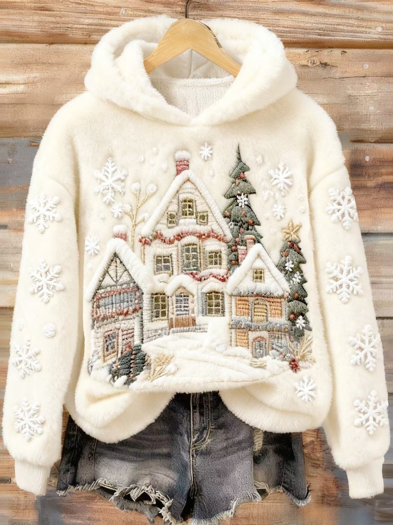 Weihnachts-Pullover Flanell Rundhals Langarm Unisex