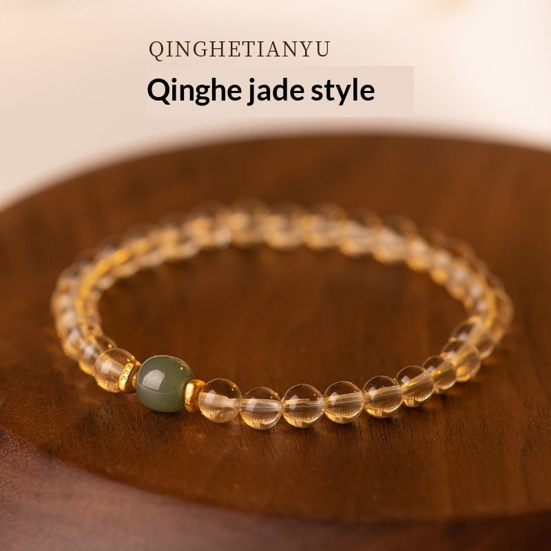 Armband aus gelbem Kristall und Hetian Jade