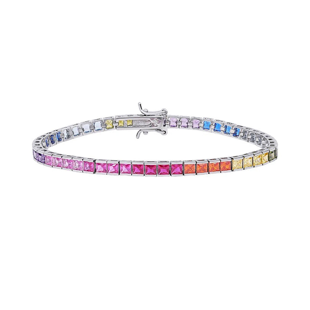 Regenbogenfarbenes Tennis-Armband mit Zirkonia – Bild 2 | LuxeStyle
