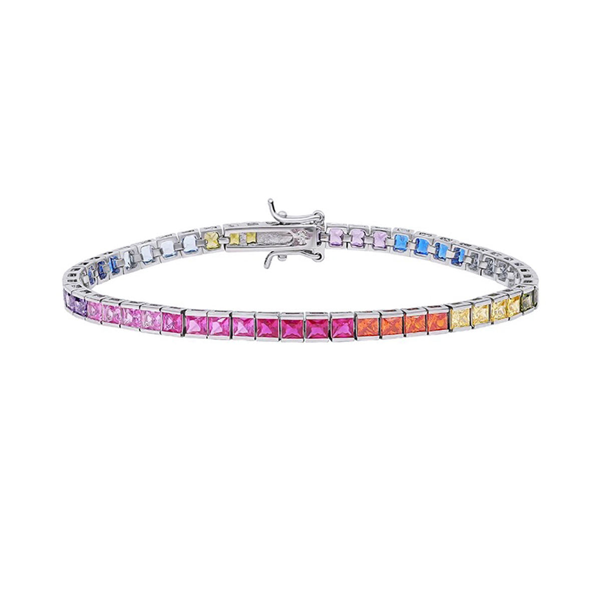 Regenbogenfarbenes Tennis-Armband mit Zirkonia – Bild 2 | LuxeStyle
