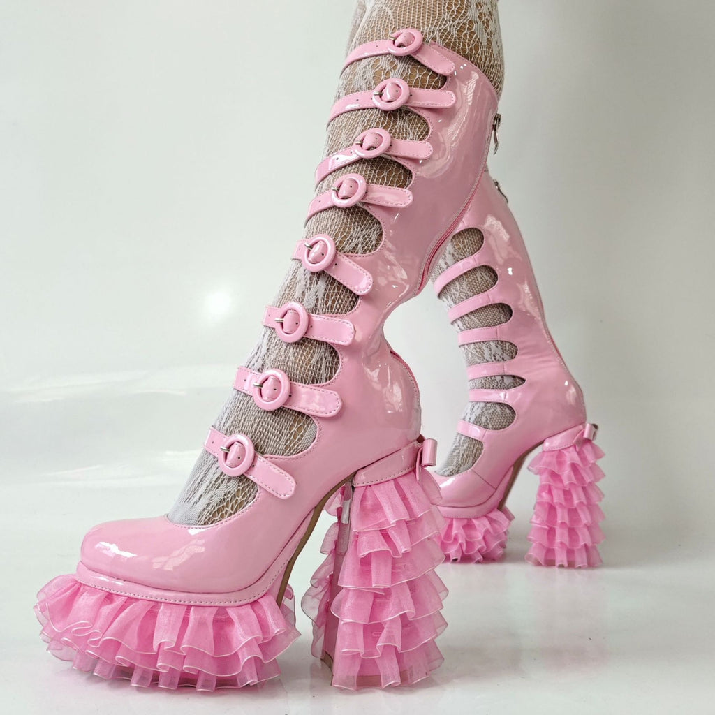 Fransen-Stiefeletten mit Chunky-Heel