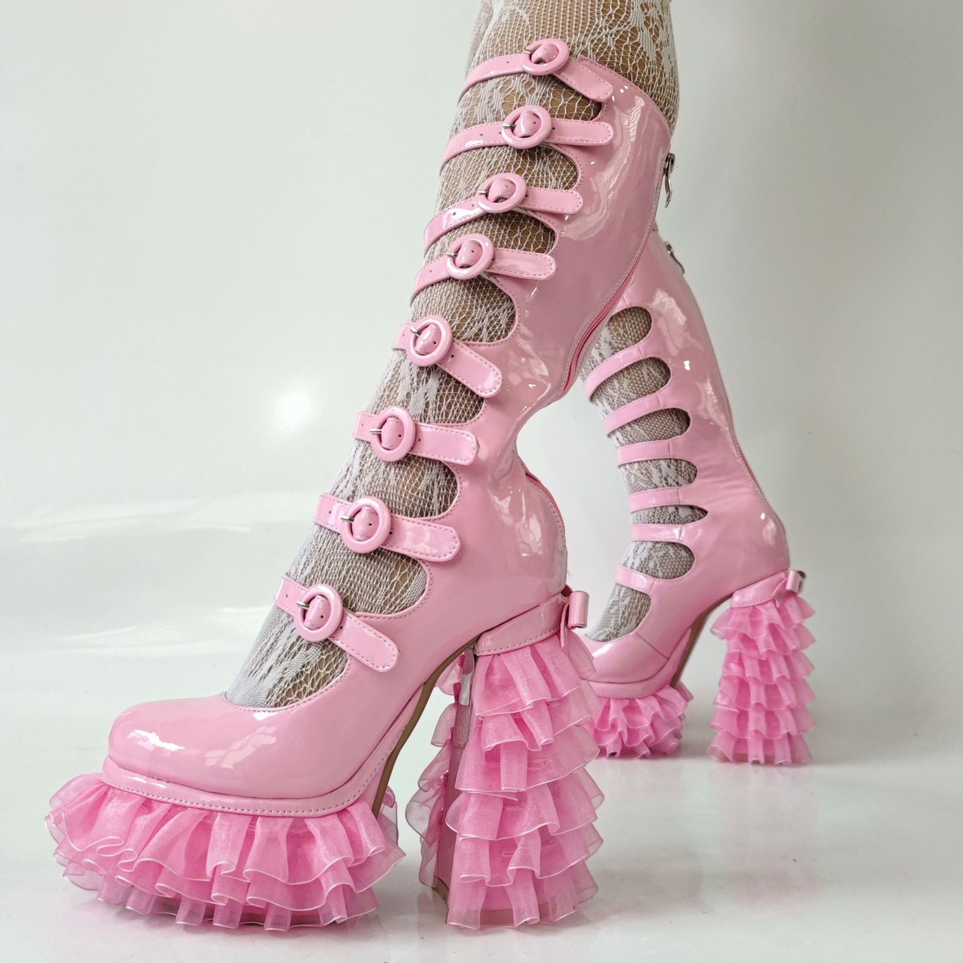 Fransen-Stiefeletten mit Chunky-Heel