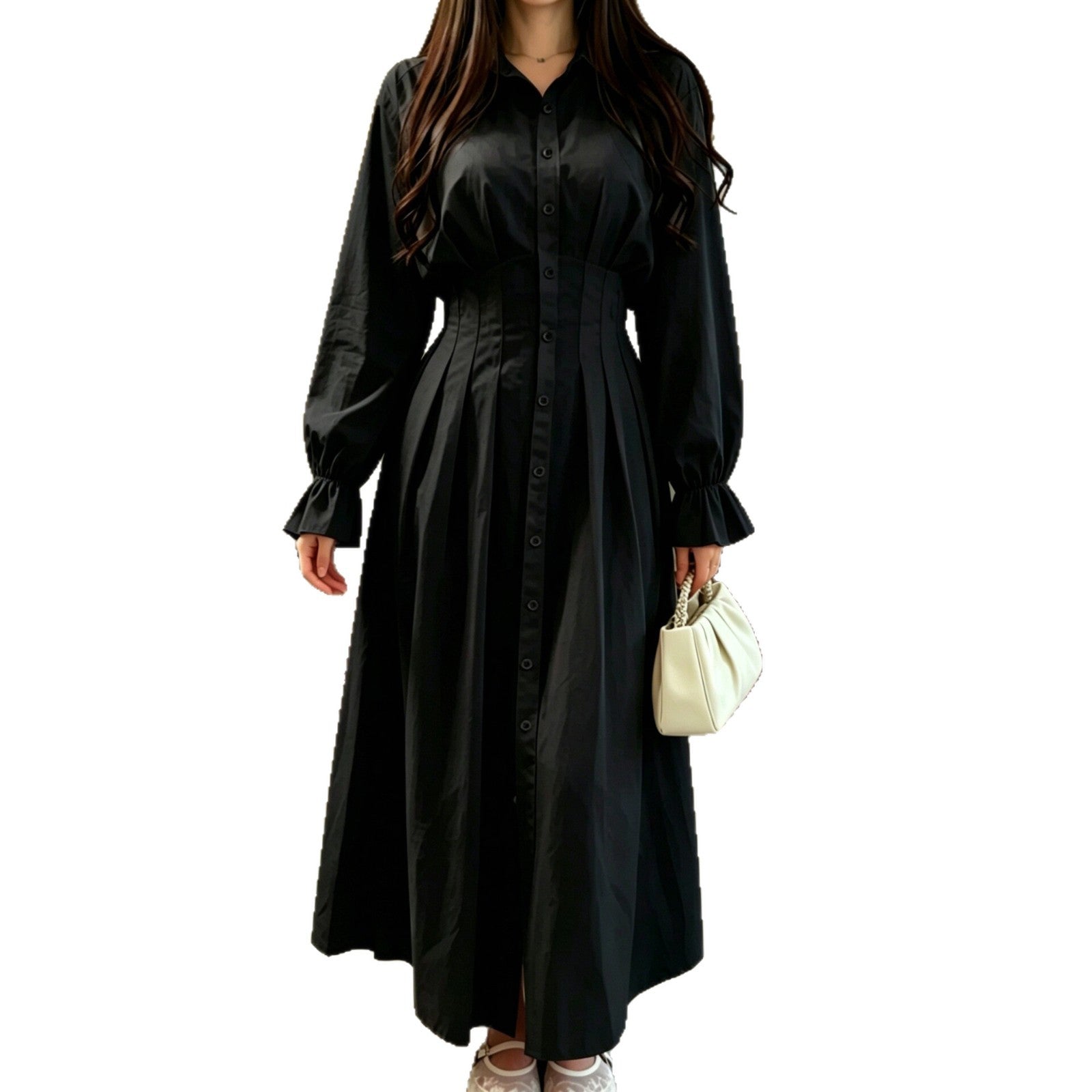 Elegantes Hemdblusenkleid mit Rüschensaum