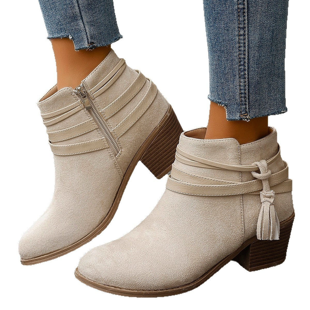 Stiefeletten mit Chunky-Absatz aus Wildleder