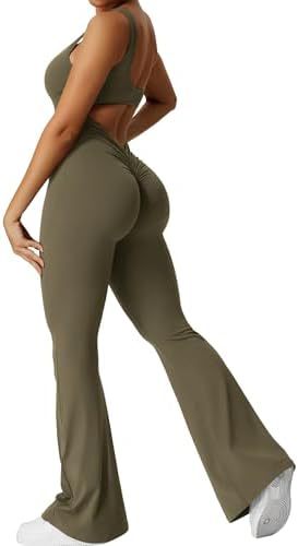Ärmelloser flared Jumpsuit für Yoga & Fitness