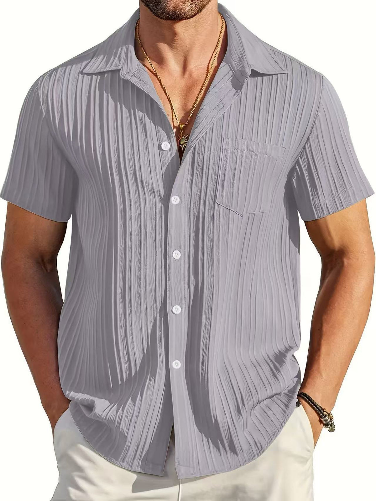 Poloshirt mit Kragen, Kurzarm, einfarbig | LuxeStyle