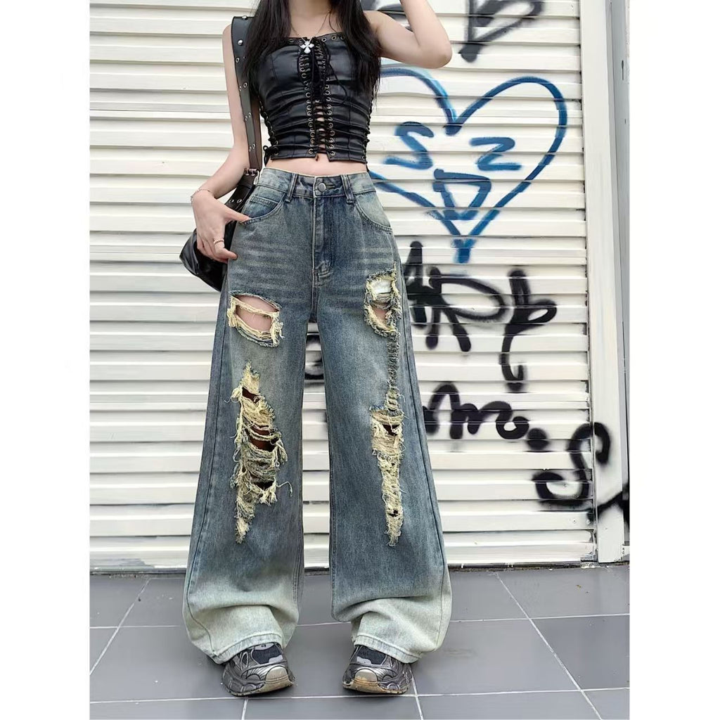 Vintage Straight-Leg Jeans mit Ripped Details – Ansicht 3