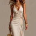 Asymmetrisches V-Ausschnitt-Kleid