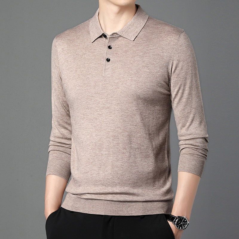 Poloshirt mit Rundhalsausschnitt, gestrickter Pullover | LuxeStyle