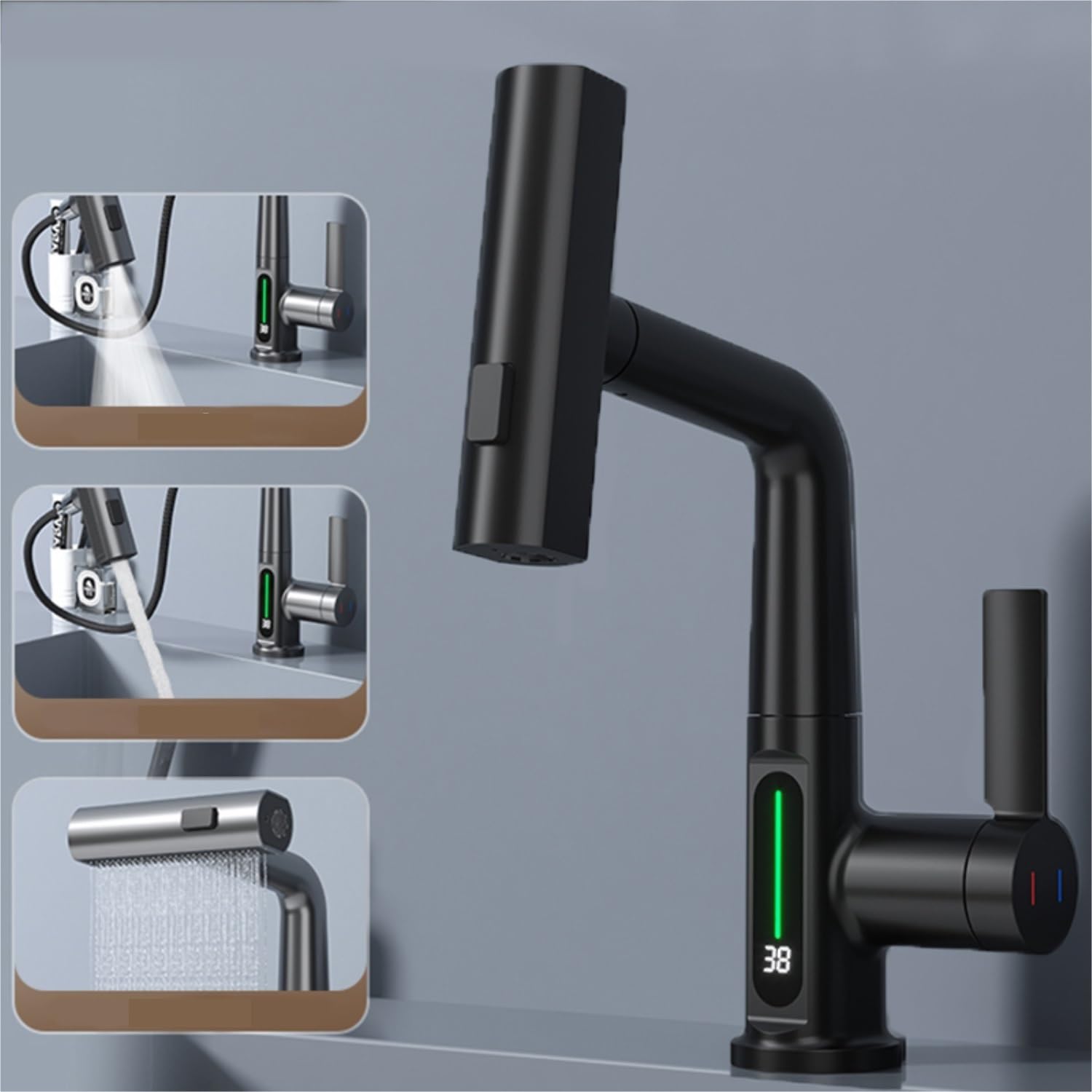 Digitaler Wasserhahn mit Ausziehbrause