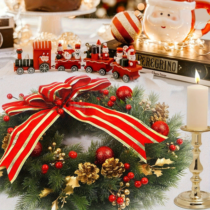 Weihnachtskranz mit gestreifter Schleife | LuxeStyle