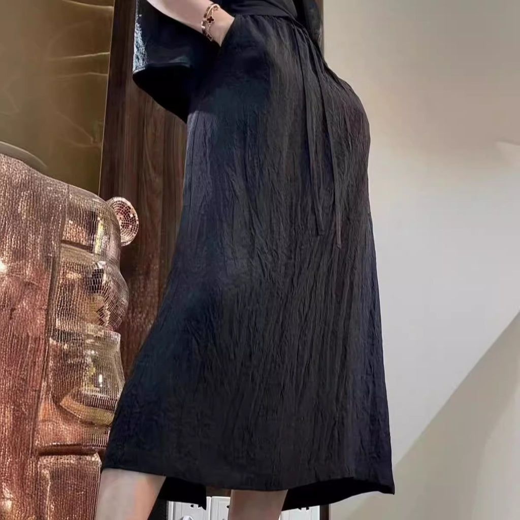 Satin A-Linien Jupe mit Taschen
