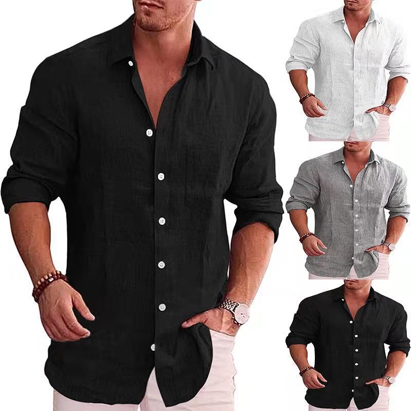 Weites Leinenhemd für Herren – Langarm – Bild 7 | LuxeStyle