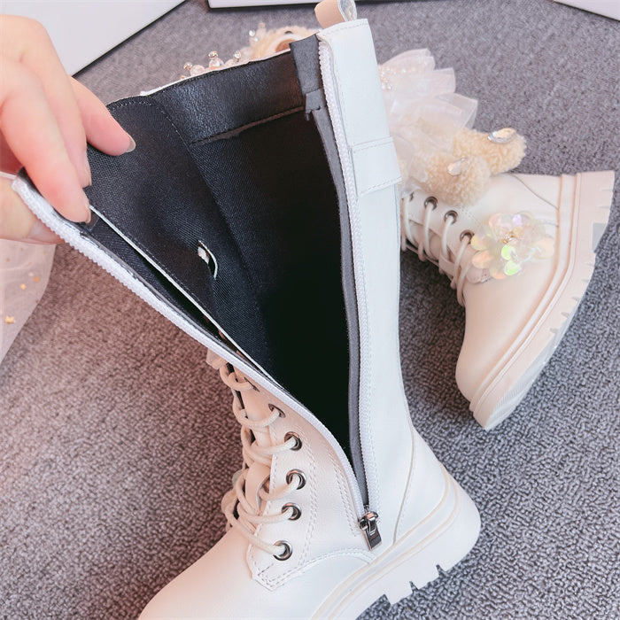 Mädchen Leder-Bärenstiefel mit Reissverschluss – Bild 5 | LuxeStyle