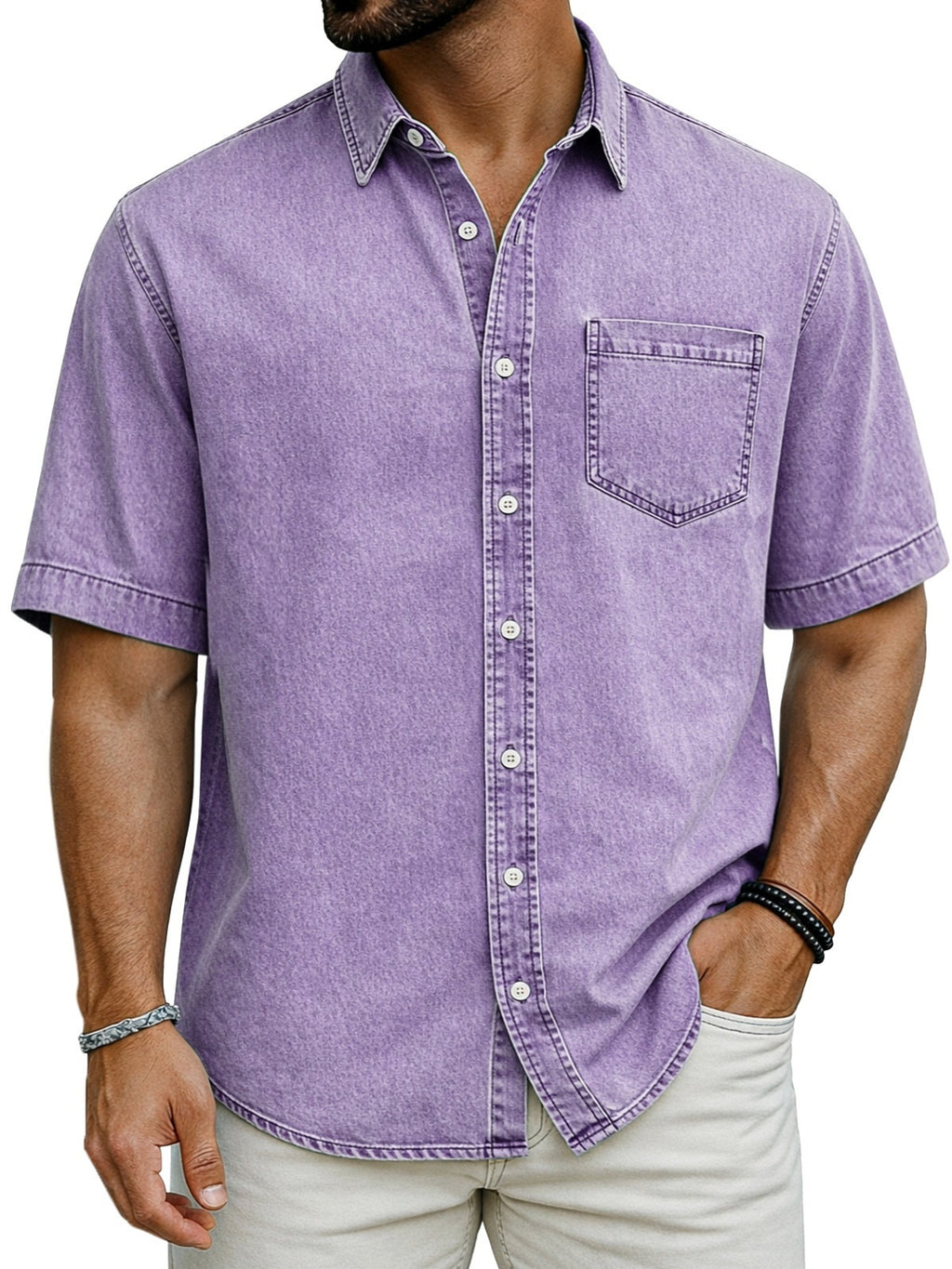 Herren Kurzarmhemd Casual Gestreift