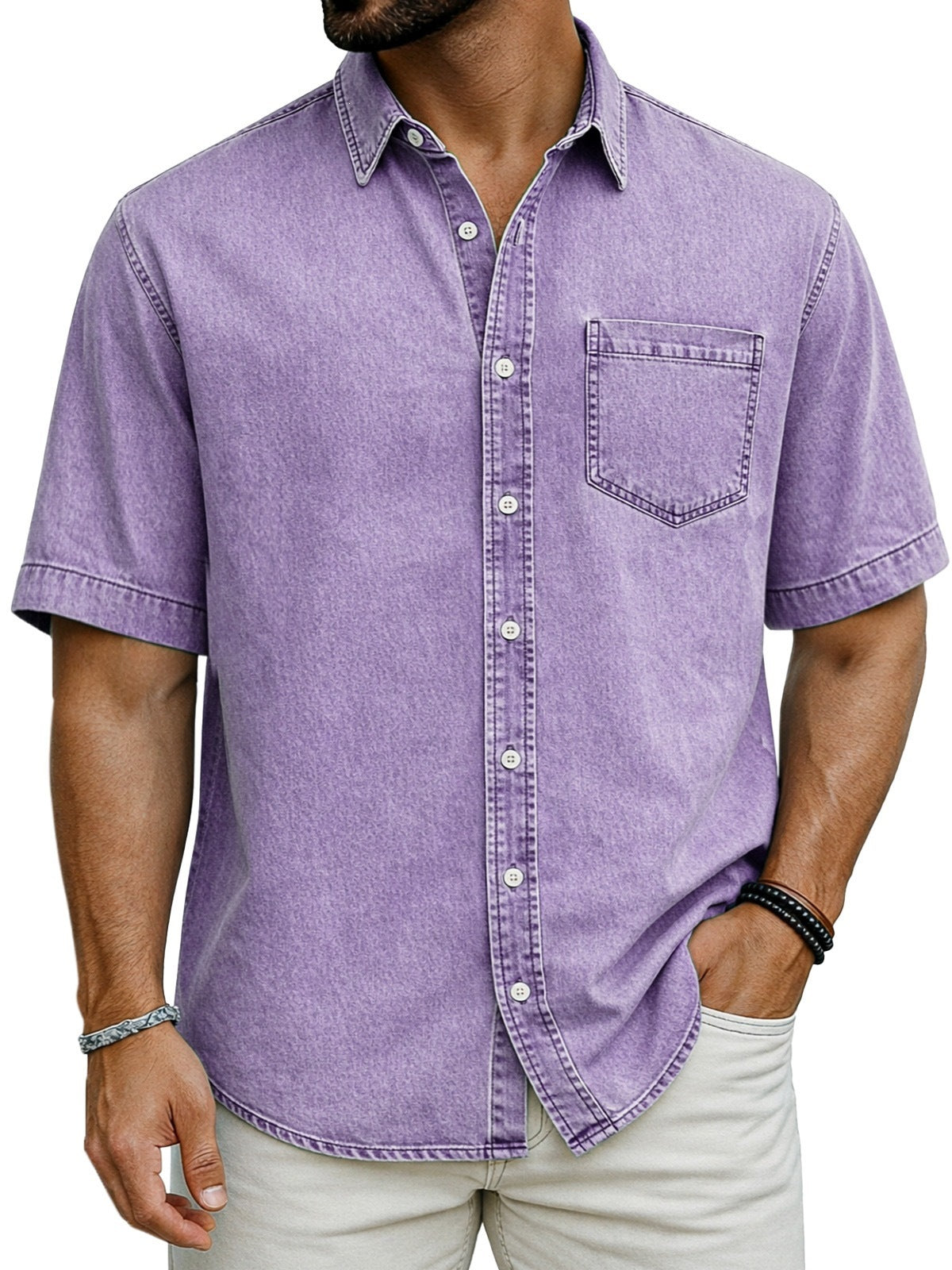 Herren Kurzarmhemd Casual Gestreift