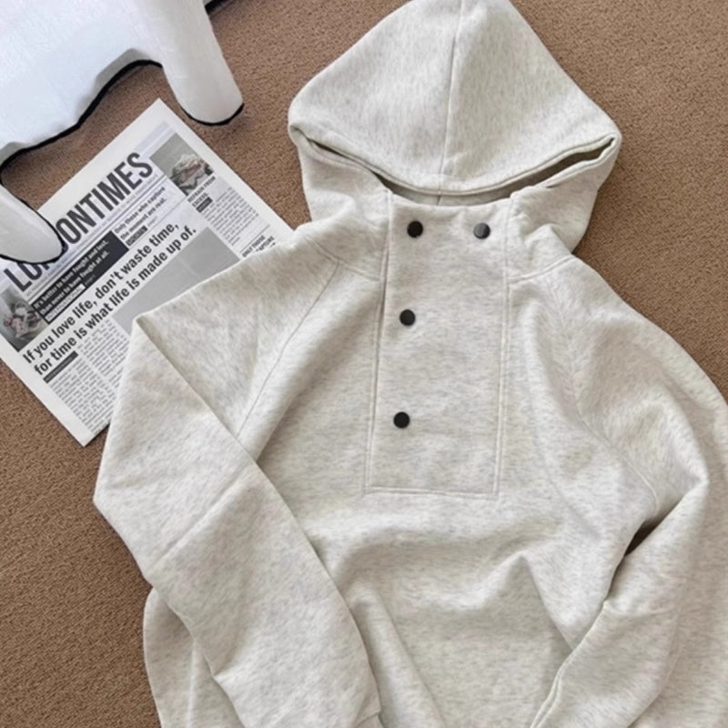 Weiblicher Unifarben Hoodie fuer Herbst/Winter