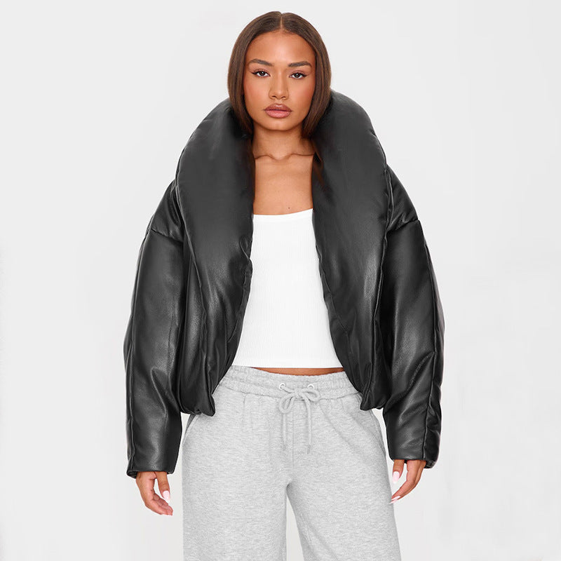 Damen Jacke im Leder-Stil, gefüttert – Bild 2 | LuxeStyle