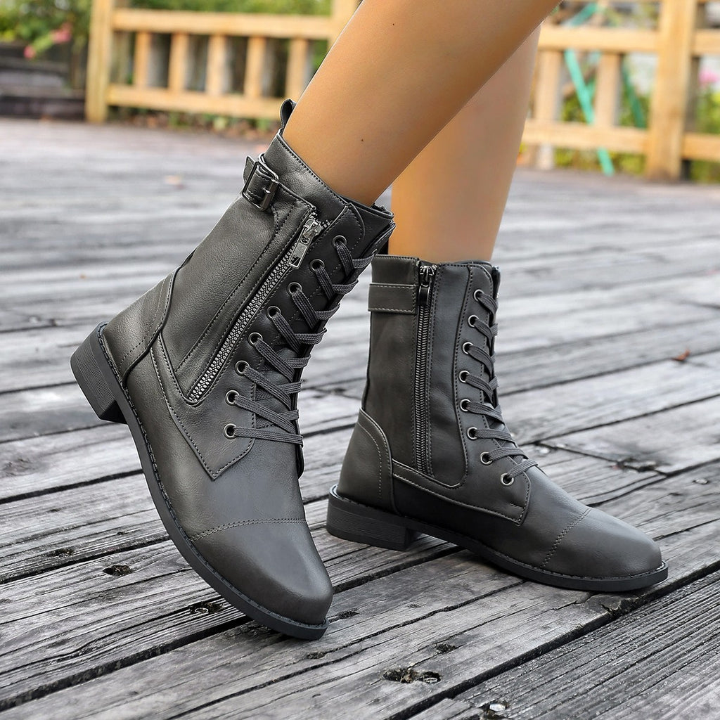 Stiefel mit Seitenschlitz, niedriger Absatz, mid-calf – Bild 8 | LuxeStyle